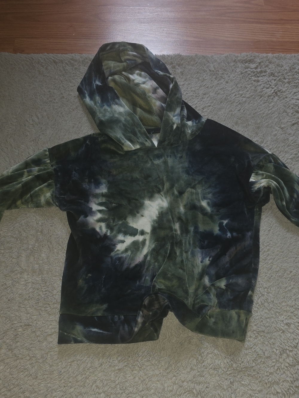 Tie-Dye Hooded Pullover Top for Kids - Green